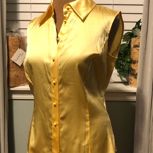bright yellow silk blouse